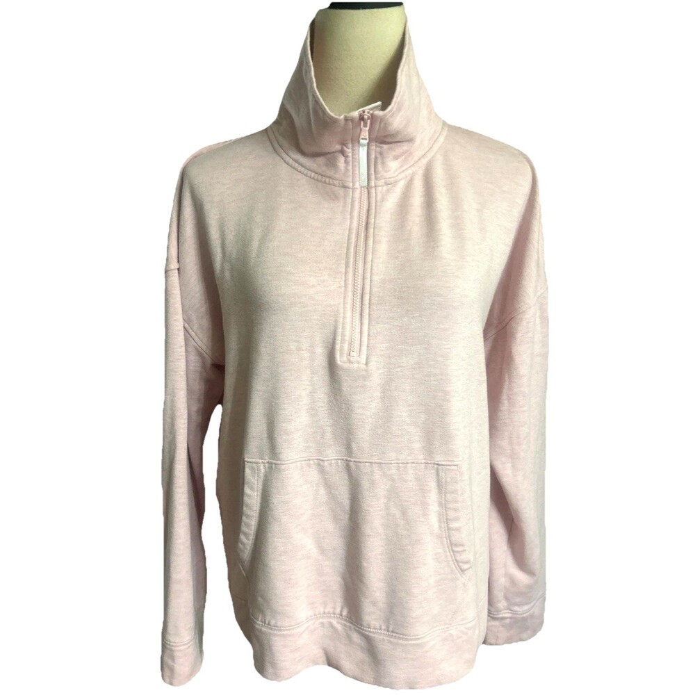 Vineyard Vines Womens L Pink 1/4 Zip Pullover Funnel Neck Pocket Sweatshirt